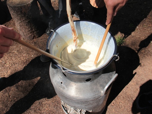 Milk can fondue with torchlight walk